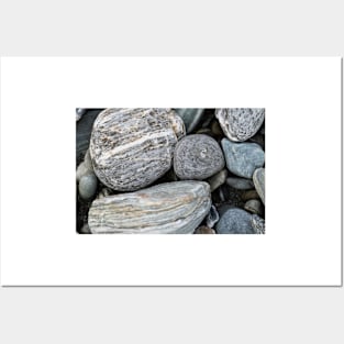 River stones in typical random pattern and type in New Zealand. Posters and Art